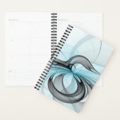 Abstract Antraciet Grijs Blauw Moderne Fractale Ku Planner (Display)