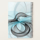 Abstract Antraciet Grijs Blauw Moderne Fractale Ku Planner (Achterkant)