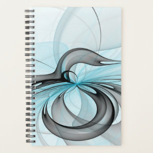 Abstract Antraciet Grijs Blauw Moderne Fractale Ku Planner