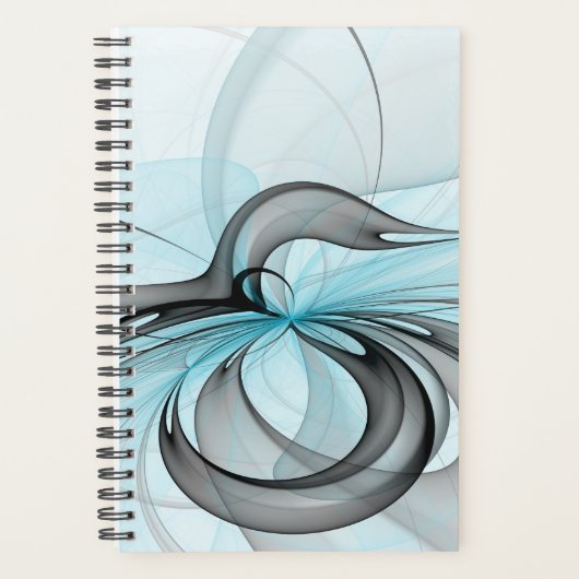 Abstract Antraciet Grijs Blauw Moderne Fractale Ku Planner (Voorkant)