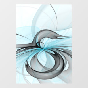 Abstract Antraciet Grijs Blauw Moderne Fractale Ku Raamsticker