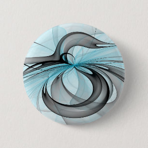 Abstract Antraciet Grijs Blauw Moderne Fractale Ku Ronde Button 5,7 Cm