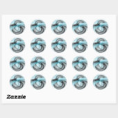 Abstract Antraciet Grijs Blauw Moderne Fractale Ku Ronde Sticker (Vel)