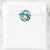 Abstract Antraciet Grijs Blauw Moderne Fractale Ku Ronde Sticker (Tas)