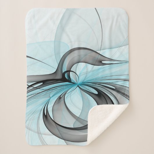 Abstract Antraciet Grijs Blauw Moderne Fractale Ku Sherpa Deken (Voorkant)