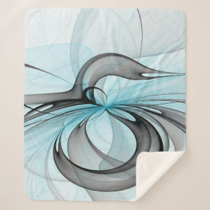 Abstract Antraciet Grijs Blauw Moderne Fractale Ku Sherpa Deken