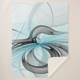 Abstract Antraciet Grijs Blauw Moderne Fractale Ku Sherpa Deken