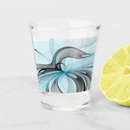 Abstract Antraciet Grijs Blauw Moderne Fractale Ku Shot Glas