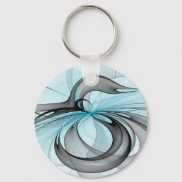 Abstract Antraciet Grijs Blauw Moderne Fractale Ku Sleutelhanger