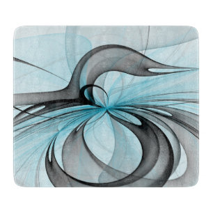Abstract Antraciet Grijs Blauw Moderne Fractale Ku Snijplank