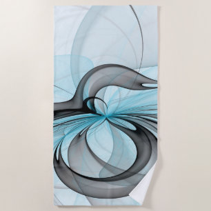 Abstract Antraciet Grijs Blauw Moderne Fractale Ku Strandlaken