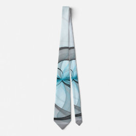 Abstract Antraciet Grijs Blauw Moderne Fractale Ku Stropdas