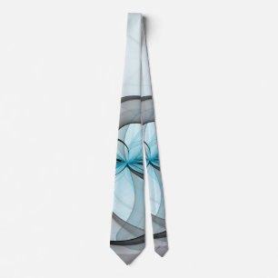 Abstract Antraciet Grijs Blauw Moderne Fractale Ku Stropdas
