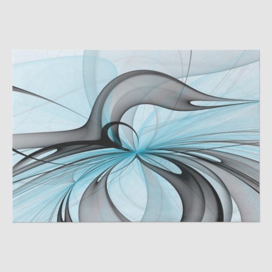 Abstract Antraciet Grijs Blauw Moderne Fractale Ku Tissuepapier (Voorkant)