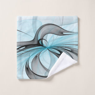 Abstract Antraciet Grijs Blauw Moderne Fractale Ku Washandje