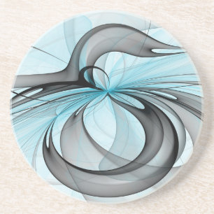 Abstract Antraciet Grijs Blauw Moderne Fractale Ku Zandsteen Onderzetter