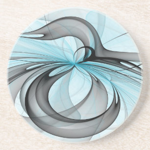 Abstract Antraciet Grijs Blauw Moderne Fractale Ku Zandsteen Onderzetter