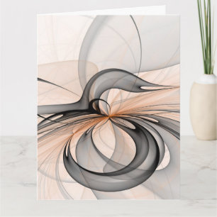 Abstract Antraciet Grijs Sienna Moderne Fractale K Bedankkaart