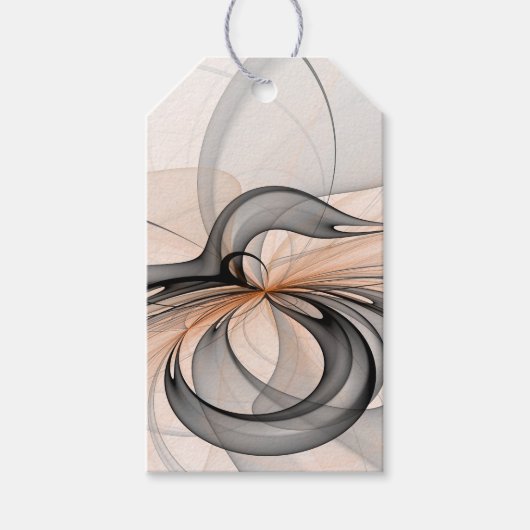 Abstract Antraciet Grijs Sienna Moderne Fractale K Cadeaulabel (Voorkant)