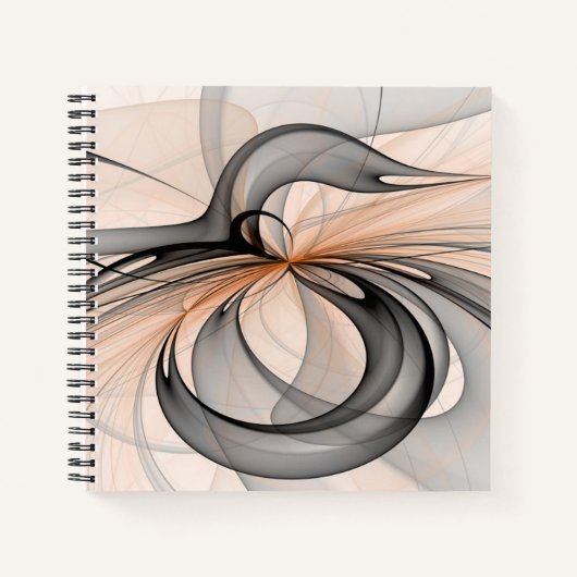 Abstract Antraciet Grijs Sienna Moderne Fractale K Notitieboek (Voorkant)