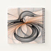 Abstract Antraciet Grijs Sienna Moderne Fractale K Notitieboek (Achterkant)