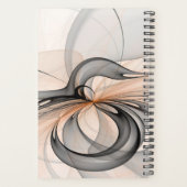 Abstract Antraciet Grijs Sienna Moderne Fractale K Planner (Achterkant)