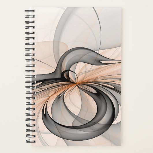 Abstract Antraciet Grijs Sienna Moderne Fractale K Planner (Voorkant)