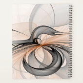 Abstract Antraciet Grijs Sienna Moderne Fractale K Planner (Achterkant)