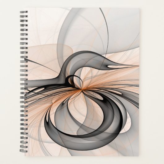Abstract Antraciet Grijs Sienna Moderne Fractale K Planner (Voorkant)