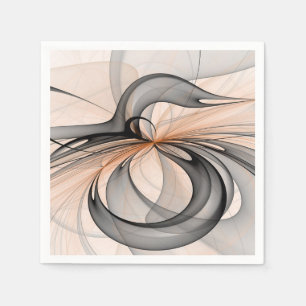 Abstract Antraciet Grijs Sienna Moderne Fractale K Servet