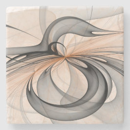Abstract Antraciet Grijs Sienna Moderne Fractale K Stenen Onderzetter