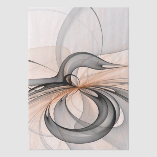 Abstract Antraciet Grijs Sienna Moderne Fractale K Tissuepapier (Voorkant)