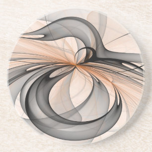 Abstract Antraciet Grijs Sienna Moderne Fractale K Zandsteen Onderzetter