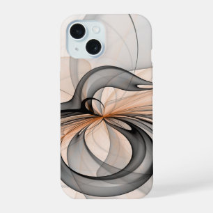 Abstract Antracietgrijs Sienna Moderne Fractale Ku iPhone 15 Case