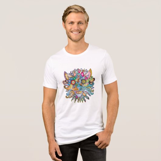 Abstract antropomorf Tri-Blend shirt (Voorkant volledig)
