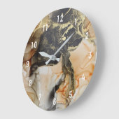 Abstract Apricot Black Gold Art Large Clock Grote Klok (Hoek)