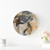 Abstract Apricot Black Gold Art Large Clock Grote Klok (Huis)