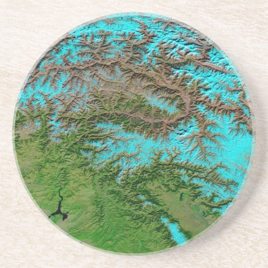 Abstract Aqua Blue Zandsteen Onderzetter (Voorkant)