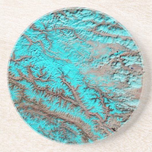 Abstract Aqua Blue Zandsteen Onderzetter (Voorkant)