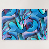 Abstract Aqua Geometrisch Patroon Artdeco Legpuzzel (Horizontaal)