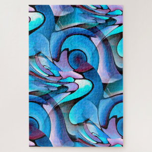 Abstract Aqua Geometrisch Patroon Artdeco Legpuzzel