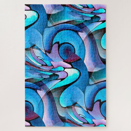 Abstract Aqua Geometrisch Patroon Artdeco Legpuzzel (Verticaal)