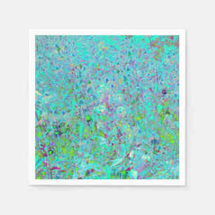 Abstract Aqua Groen en Paarse Echinacea Tuin Servet