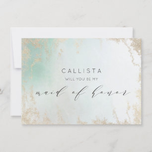 Abstract Aqua Ombre Fade met Mat Goud Glitter