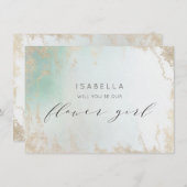 Abstract Aqua Ombre Fade met Mat Goud Glitter (Voorkant / Achterkant)