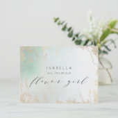 Abstract Aqua Ombre Fade met Mat Goud Glitter (Staand voorkant)