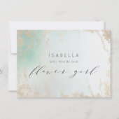 Abstract Aqua Ombre Fade met Mat Goud Glitter (Voorkant)