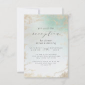 Abstract Aqua Ombre Fade met Mat Goud Glitter Kaart (Voorkant)