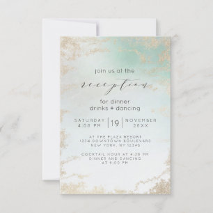 Abstract Aqua Ombre Fade met Mat Goud Glitter Kaart