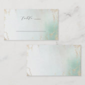 Abstract Aqua Ombre Fade met Mat Goud Glitter Plaatskaartje (Voorkant / Achterkant)